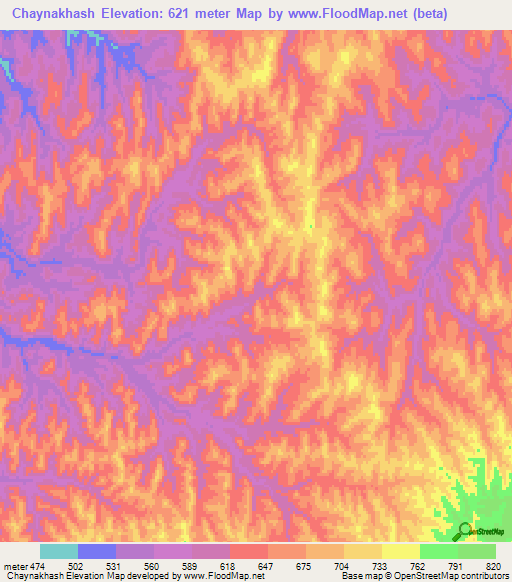 Chaynakhash,Turkmenistan Elevation Map