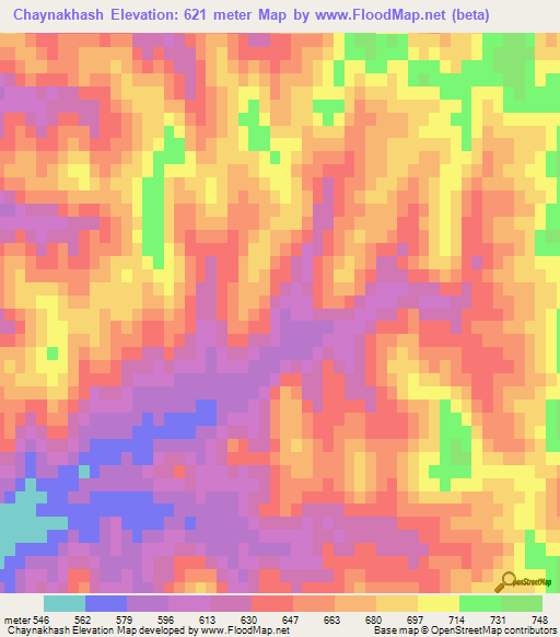 Chaynakhash,Turkmenistan Elevation Map