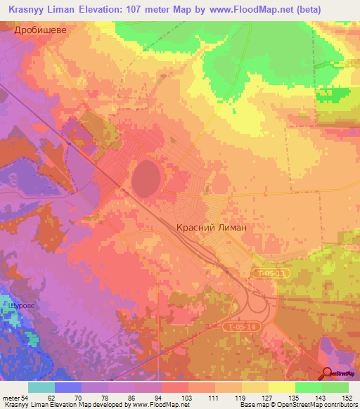 Krasnyy Liman,Ukraine Elevation Map