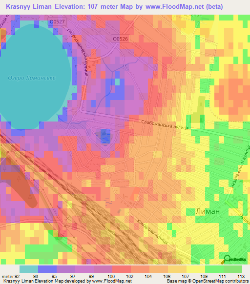 Krasnyy Liman,Ukraine Elevation Map