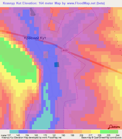 Krasnyy Kut,Ukraine Elevation Map