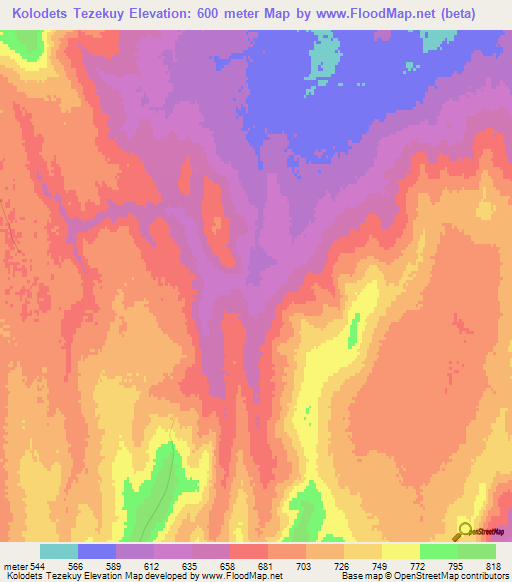 Kolodets Tezekuy,Turkmenistan Elevation Map