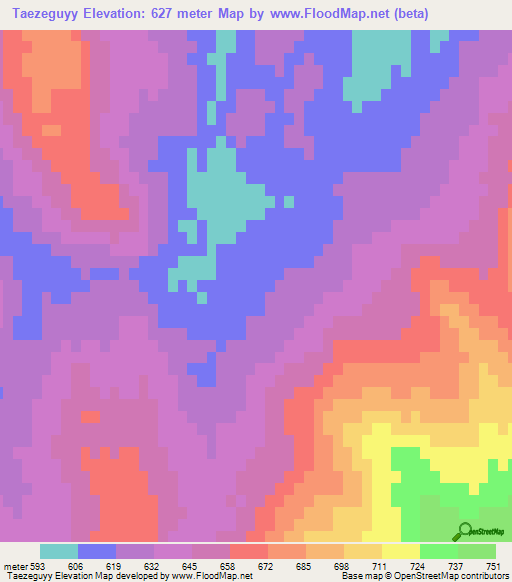 Taezeguyy,Turkmenistan Elevation Map