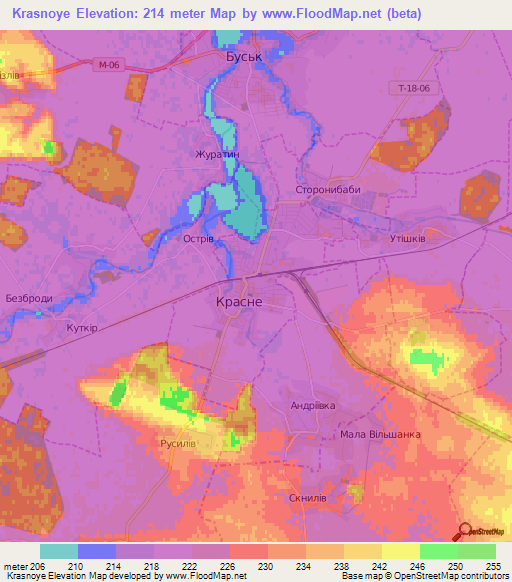 Krasnoye,Ukraine Elevation Map