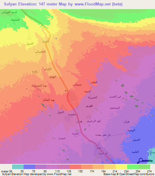 Sufyan,Yemen Elevation Map