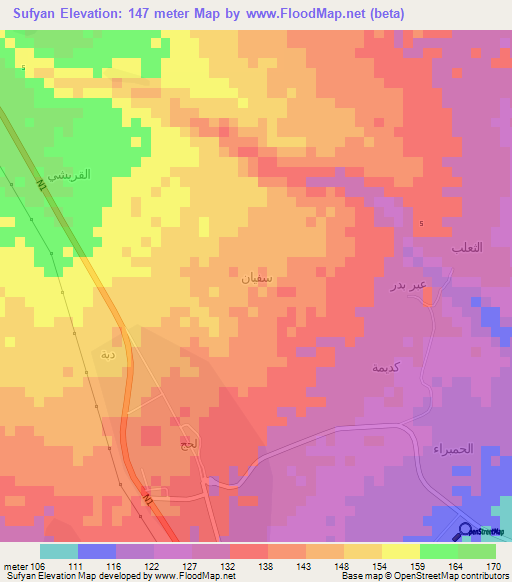 Sufyan,Yemen Elevation Map