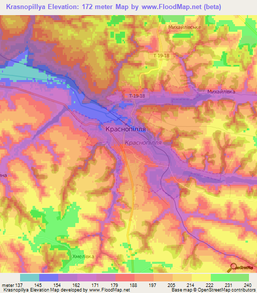 Krasnopillya,Ukraine Elevation Map