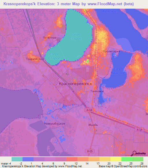 Krasnoperekops'k,Ukraine Elevation Map