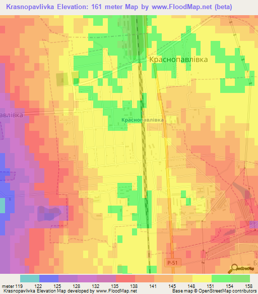 Krasnopavlivka,Ukraine Elevation Map