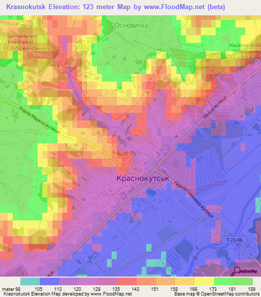 Krasnokutsk,Ukraine Elevation Map