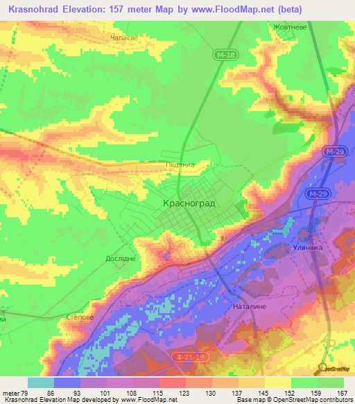 Krasnohrad,Ukraine Elevation Map