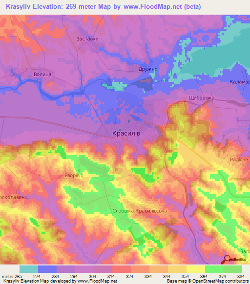 Krasyliv,Ukraine Elevation Map