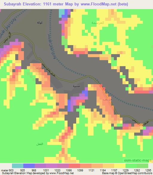 Subayrah,Yemen Elevation Map