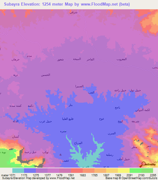 Subayra,Yemen Elevation Map