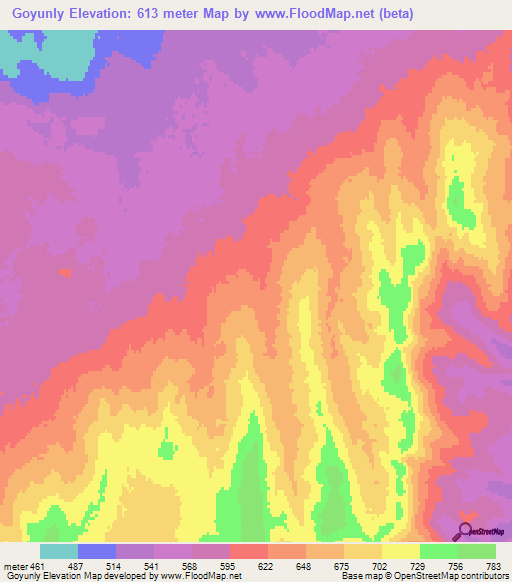 Goyunly,Turkmenistan Elevation Map