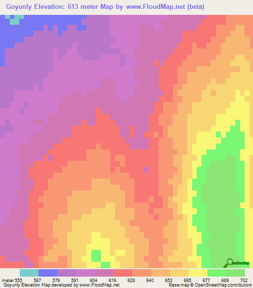 Goyunly,Turkmenistan Elevation Map