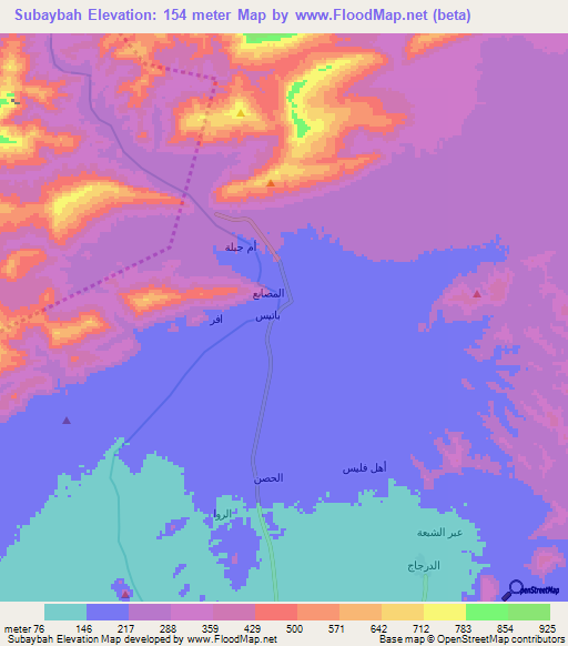 Subaybah,Yemen Elevation Map
