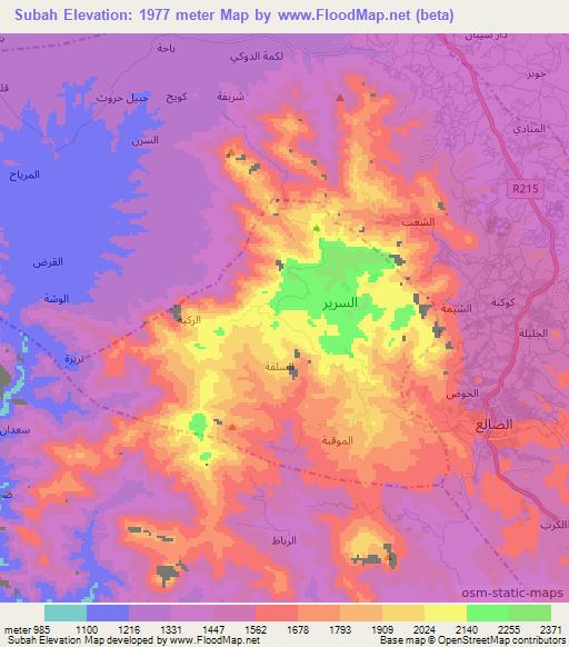 Subah,Yemen Elevation Map