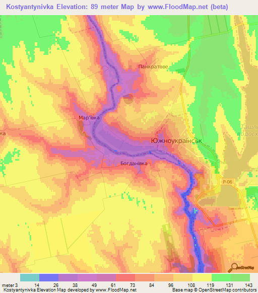Kostyantynivka,Ukraine Elevation Map