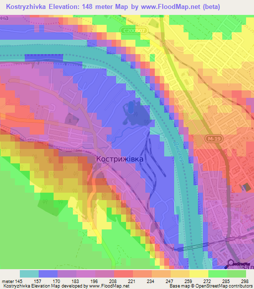 Kostryzhivka,Ukraine Elevation Map