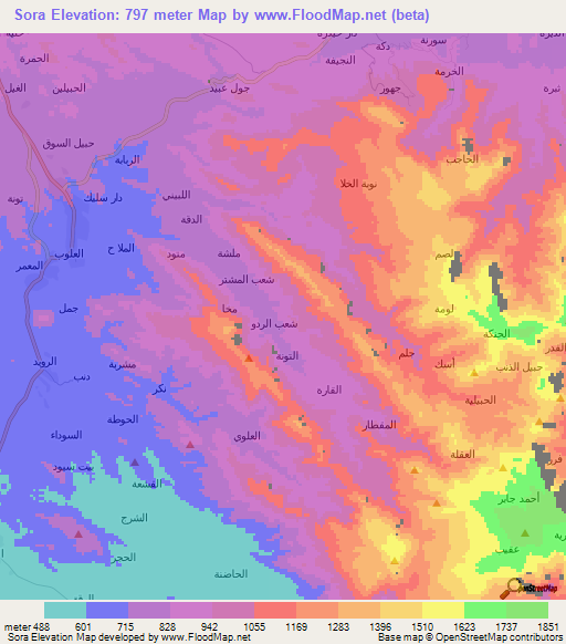 Sora,Yemen Elevation Map