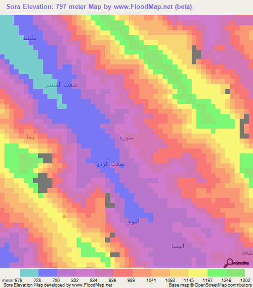 Sora,Yemen Elevation Map