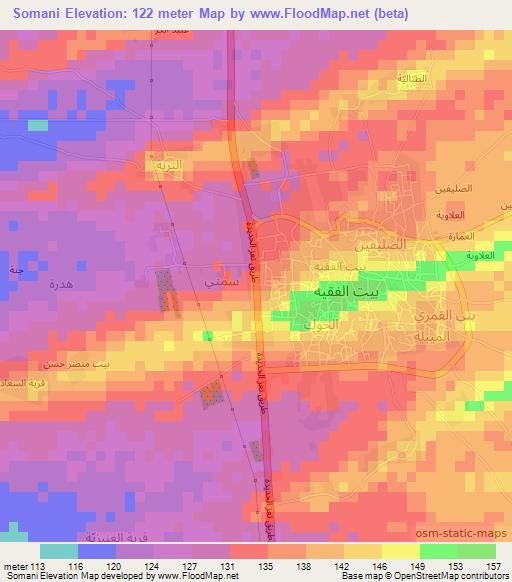 Somani,Yemen Elevation Map