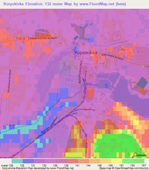 Koryukivka,Ukraine Elevation Map