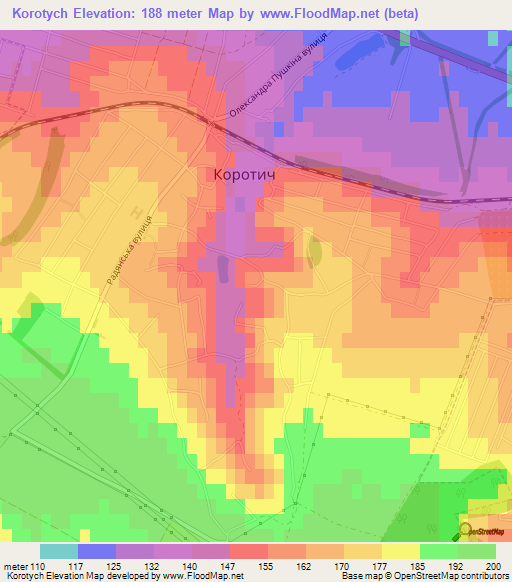Korotych,Ukraine Elevation Map