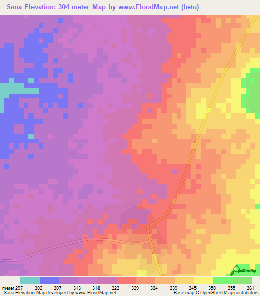 Sana,Benin Elevation Map