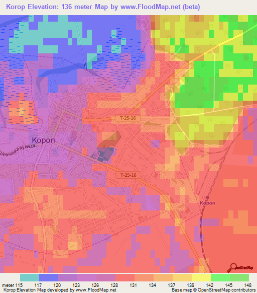 Korop,Ukraine Elevation Map