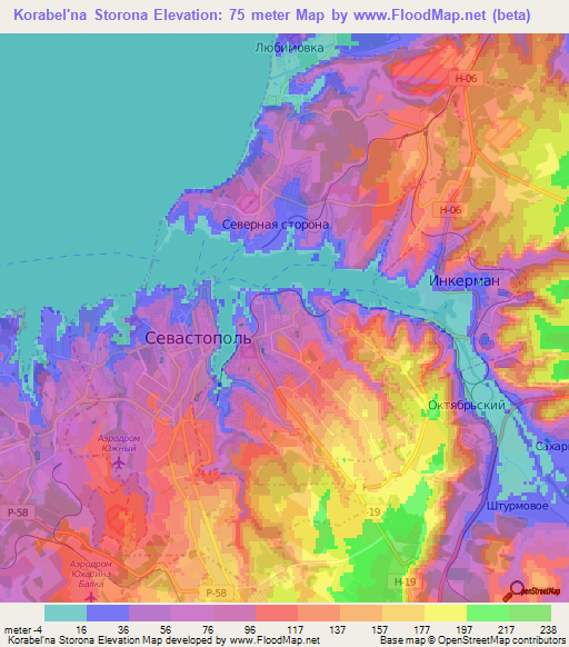 Korabel'na Storona,Ukraine Elevation Map