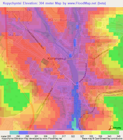 Kopychyntsi,Ukraine Elevation Map