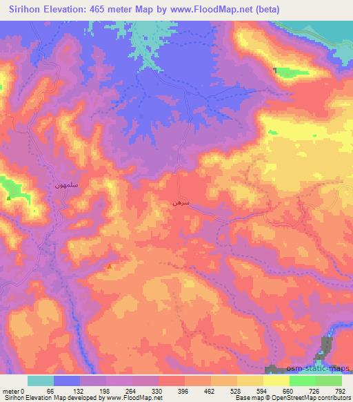 Sirihon,Yemen Elevation Map