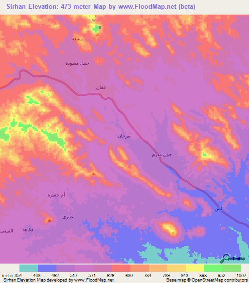 Sirhan,Yemen Elevation Map