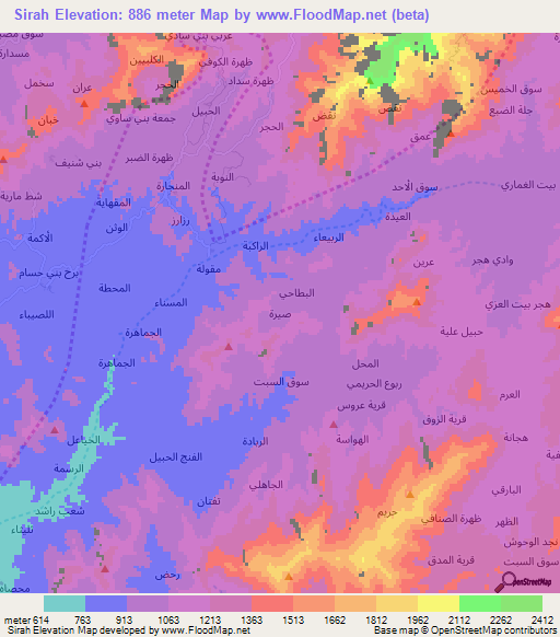 Sirah,Yemen Elevation Map
