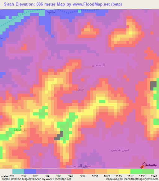 Sirah,Yemen Elevation Map