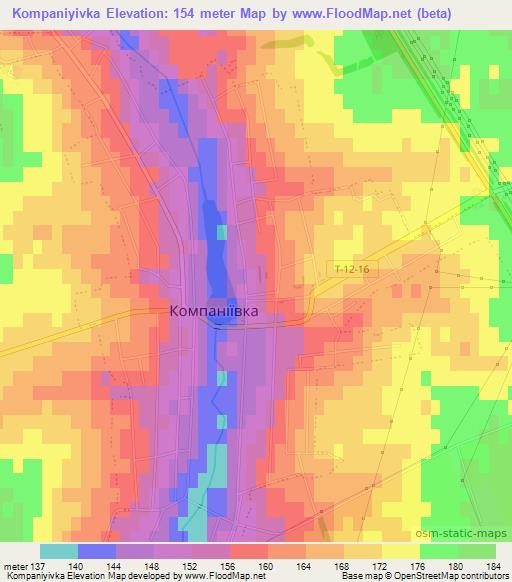 Kompaniyivka,Ukraine Elevation Map