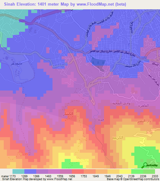 Sinah,Yemen Elevation Map