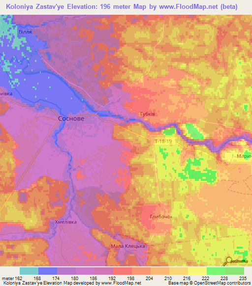 Koloniya Zastav'ye,Ukraine Elevation Map