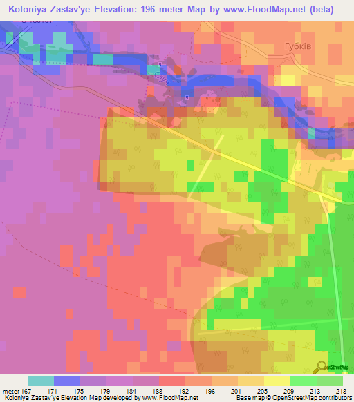Koloniya Zastav'ye,Ukraine Elevation Map