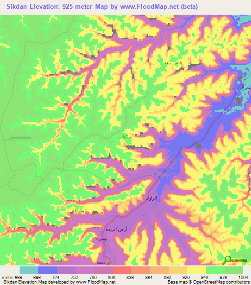 Sikdan,Yemen Elevation Map