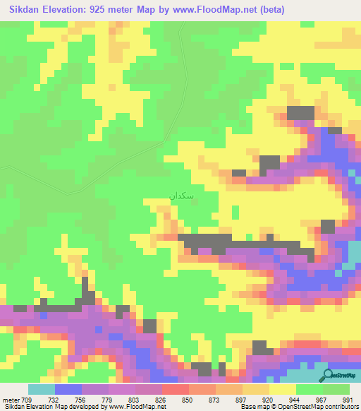 Sikdan,Yemen Elevation Map