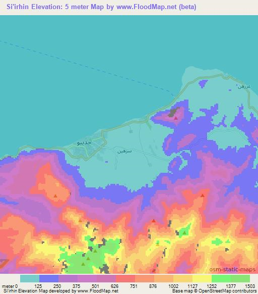 Si'irhin,Yemen Elevation Map