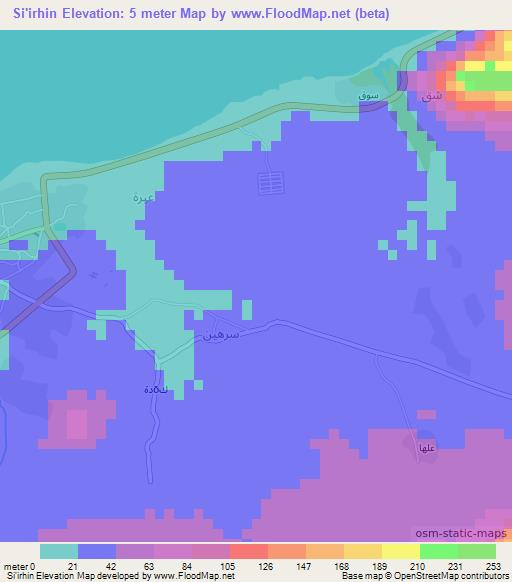 Si'irhin,Yemen Elevation Map