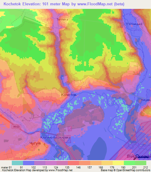 Kochetok,Ukraine Elevation Map