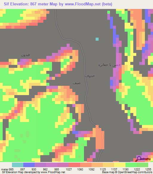 Sif,Yemen Elevation Map