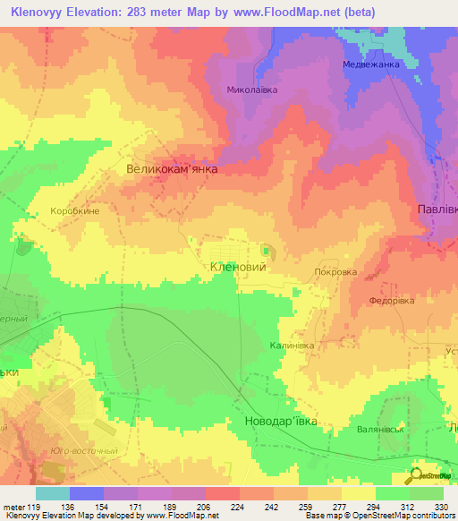 Klenovyy,Ukraine Elevation Map