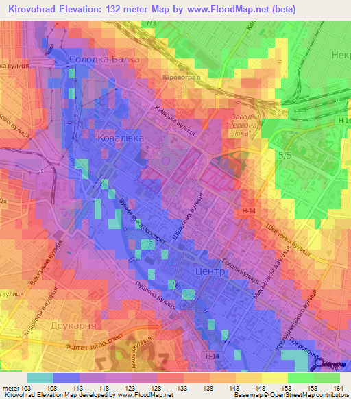 Kirovohrad,Ukraine Elevation Map