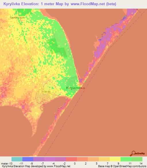 Kyrylivka,Ukraine Elevation Map